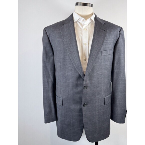 Burberry Mens Blazer Windowpane Gray Two Button Wool Sports Coat Suit Jacket 46R - Picture 6 of 14